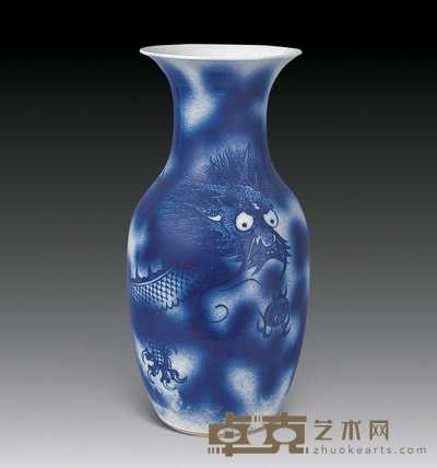 清 青花龙纹瓶 高43cm
